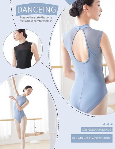 Mock Neck Teen Girls Women Leotards for Ballet, Adult Sleeveless Spandex Dance Bodysuit in Saudi Arabia