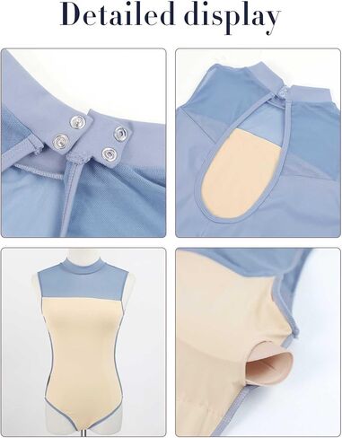 Mock Neck Teen Girls Women Leotards for Ballet, Adult Sleeveless Spandex Dance Bodysuit in Saudi Arabia