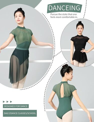 Mock Neck Teen Girls Women Leotards for Ballet, Adult Sleeveless Spandex Dance Bodysuit in Saudi Arabia