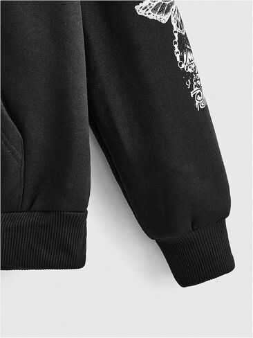 Women's Graphic Hooded Sweatshirt Long Sleeve Drop Shoulder Pullover Hoodies with Pockets in Saudi Arabia