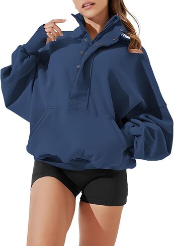 Womens Stand Collar Sweatshirts 3/4 Zip Up Ladies Pullover Hoodie Fall Winter Outfits Clothes with Thumb Hole in Saudi Arabia