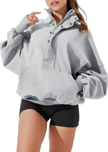 Womens Stand Collar Sweatshirts 3/4 Zip Up Ladies Pullover Hoodie Fall Winter Outfits Clothes with Thumb Hole in Saudi Arabia