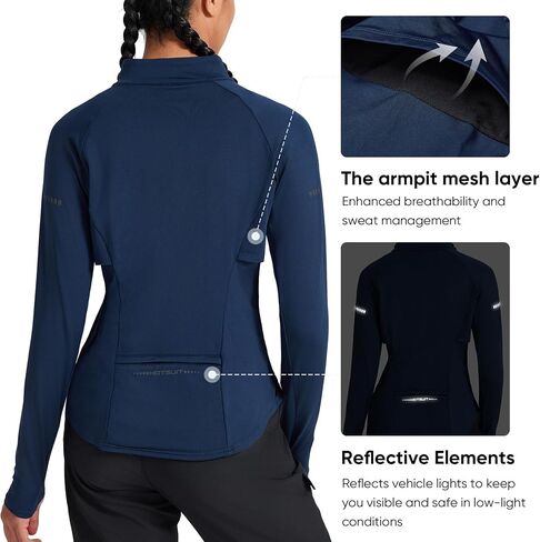 HOTSUIT Women’s Running Jacket Thermal Water Resistant Full Zip Cycling Jacket for Winter Reflective in Saudi Arabia