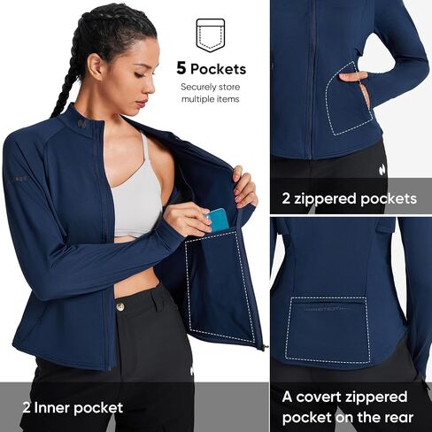 HOTSUIT Women’s Running Jacket Thermal Water Resistant Full Zip Cycling Jacket for Winter Reflective in Saudi Arabia