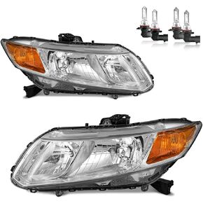 Headlights Assembly for 2012-2013 Honda Civic 2Dr Coupe, for 2012-2015 Honda Civic 4Dr Sedan Headlamp Replacement Driver & Passenger Side