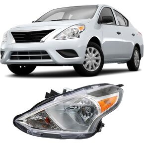 Headlights Assembly Fit for 2015 2016 2017 2018 2019 Nissan Versa Replacement Driver Side(Replacement Chrome Housing
