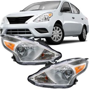 مجموعة المصابيح الأمامية مناسبة لـ 2015 2016 2017 2018 2019 Nissan Versa استبدال جانب السائق (استبدال مبيت الكروم
