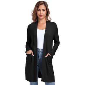TownCat Womens Lightweight Cardigan with Pocket, Long Sleeve Open Front Casual Loose Cardigan for Women