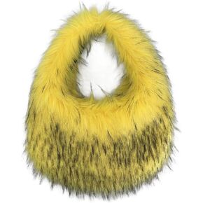 Faux Fur Hobo Bag for Women Large Shoulder Bag Cute Fluffy Tote Bag Plush Handbag Y2K Furry Purse