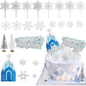 Winter Cake Topper Frozen Cake Toppers Snowflake Cupcake Toppers Christmas Cake Decoration