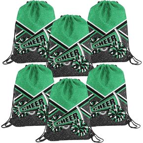 6 Pcs Cheer Drawstring Backpack Cheerleading Drawstring Bag Cheer Accessories Gifts for Cheerleaders (RoseRed)