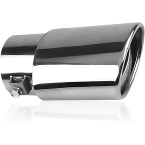 1 PC Car Tailpipe, 2.48" Inlet 3.3" Outlet Stainless Steel Exhaust Pipe Flue Muffler, Screw-fixed Modified Exhaust Pipe, Universal for Car Exterior Rear Tip Pipe Accessory (Black #Straight)