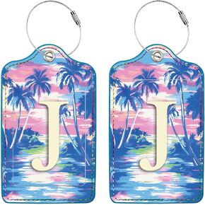 Initial Luggage Tags for Suitcases,2 Pack Personalized Luggage Tag with Privacy Name Card, Travel Bag Tags with for Women Men Kids Girls Travel Sports,Letters T in Kuwait