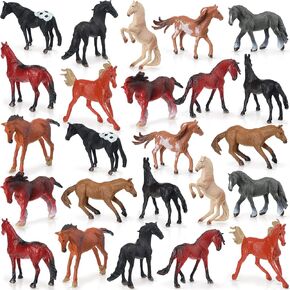 Jerify 30 Pcs Plastic Horse Figure Toy Set Horses Party Decoration Mini Horse Toys Realistic Horse Figurine Horse Cake Toppers Plastic Horse Model Toy for Horse Birthday Party Decoration