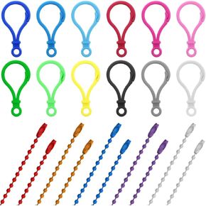 100Pcs Plastic Keychain Clips and 50Pcs Ball Beads Chain, lyfLux Plastic Lobster Claw Clasps Backpack Clips Keychain Hooks with Metal Hanging Chains Necklace Connector for Hanging Ornament Jewelry Tag
