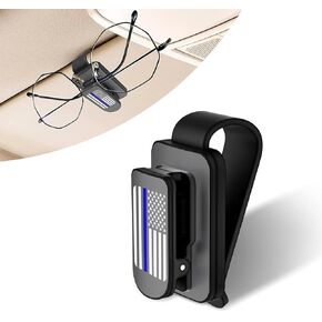 UGSHY 1 قطعة حامل نظارات الشمس للسيارة، مشبك بطاقة تذكرة متعدد الوظائف بالعلم الأمريكي، حامل نظارات شمسية معدنية ABS محمولة شخصية، ملحقات حاجب الشمس العالمية لمعظم السيارات (أزرق وأسود) in Kuwait