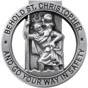 Saint Christopher Visor Clip, St. Christopher Medal for Car Go Your Way in Safety, Catholic Gift Car Accessories for New Driver, Family, Friends