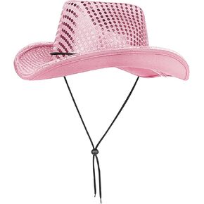 Shiny Sequin Light Up Cowboy Hat Flashing Western Cowgirl Hat Vintage Dance Ball Disco Jazz Hats Party Costume for Men Women