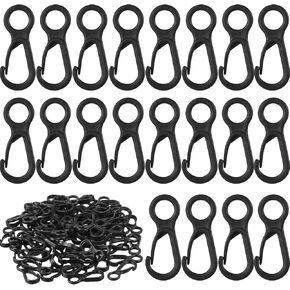 Syhood 100 pcs Lanyard Hook Plastic Lobster Clasp Mini Lanyard Snap Clip Hook Spring Hanging Buckle for Face Protectors Key Chain Purse ID Card Crafting Sewing Projects, Light Plastic, Black