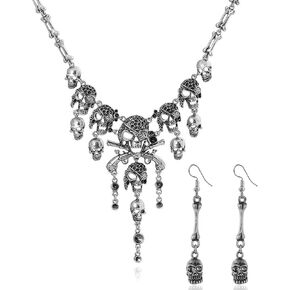 Pirate Necklace for Women Gothic Pirate Tassel Charm Earrings Pirate Accessories Halloween Horror Necklaces Jewelry