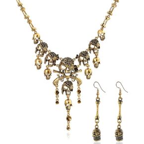 Pirate Necklace for Women Gothic Pirate Tassel Charm Earrings Pirate Accessories Halloween Horror Necklaces Jewelry