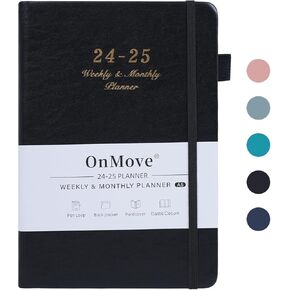 Planner 2024-2025 Daily Weekly and Monthly Planner from July 2024 to June 2025 with Pen Holder Elastic Closure Inner Pocket for Men Women A5 Size Black