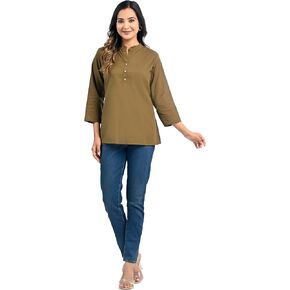 Ramkudi Tunic Tops for Women | Indian Style Casual & Formal Top | 3/4 Sleeves Cotton Top Women