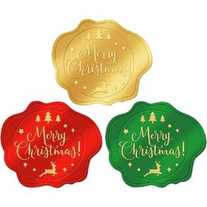 360 Pcs Christmas Stickers for Envelope Sealing Gold Foil Embossed Merry Christmas Labels Stickers for Crafts Gifts Present Packaging Cards Making Invitation Envelope Seal Xmas Holiday Party Decor