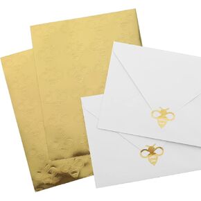 Whaline 480Pcs Gold Foil Bumble Bee Stickers Self-Adhesive Honey Bee Shape Envelope Seal Stickers Gold Label Decals for Bee Day Spring Summer Greeting Invitation Cards Sealing Birthday Gift Wrapping