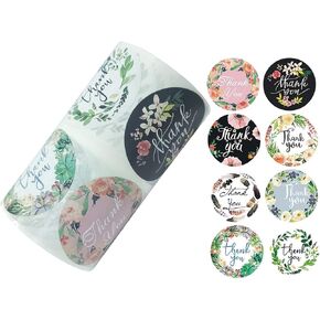 500 Pcs Thank You Stickers 2 Inch Round, Flower Pattern Product Labels for Small Business, Packaging Stickers for Small Businesses, Thank You Tags for Buying