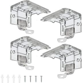 Tookie 4pcs Mounting Bracket with Metal Clip, PVC Cordless Honeycomb & Pleated Shades Cordless Blinds, Hidden-Mounting Bracket Clips, for 25mm Cordless Blinds Headrail Mounting Bracket(Size:4pcs)