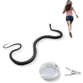 Snake Prank with String Clip - Rubber Fake Snake Prank Props for Teasing Friends, Golf Snake Prank Gag Gift for Adults Kids - Ready to Give a Playful Scare!, Black