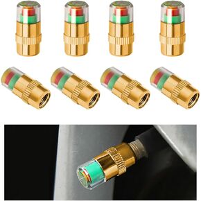 8 PCS Car Tire Valve Stem Caps, Auto Tire Pressure Monitor Valve Stem Caps, 36 PSI 2.4 Bar Vehicle Tire Pressure Caps with 3 Color Eye Alert, Universal Car Accessories (Silver)