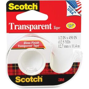 Scotch(R) Transparent Tape in Dispenser, 1/2in. x 450in, Clear, 6 Pack