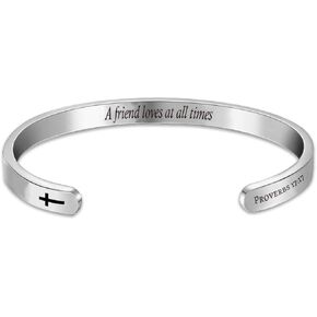 Personalized Inspirational Bible Verse Bracelets Custom Gift Hidden Message Cuff Bangle Bracelet for Daughter Sister Wife Mom Friendship Christian Encouragement