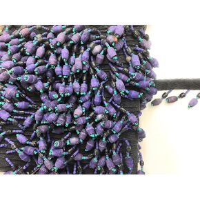 1 inch Multicolor Purple Wood Beaded Fringe Trim by 2 Yards-Lamp Fringe, Clothing