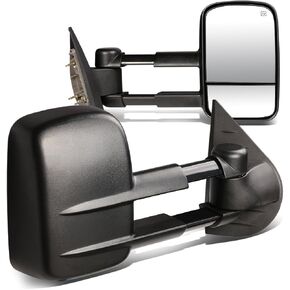 Auto Dynasty Driver and Passenger Sdie Rear View Towing Mirrors - Manual Telescoping | Power Adjustment | Heated Glass - Compatible with Chevy Silverado GMC Sierra GMT900 07-14, Textured Black