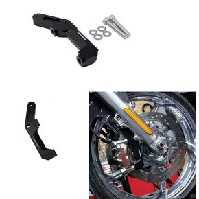 POWER JAMES Black 108 mm Front Brake Caliper Mount Bracket Adapter for Harley Davidson 2000-23 Softail Dyna XL Touring Motorcycle with Brembo Caliper