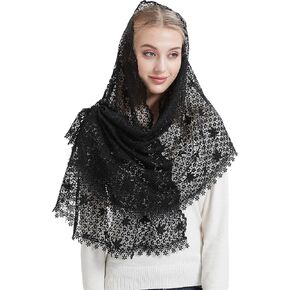 Leimandy Mantilla Veils غطاء رأس من الدانتيل الكاثوليكي لحجاب قداس الكنيسة V84 in Kuwait