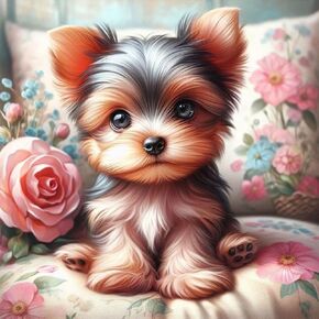 Acudotr Diamond Painting Kits for Adults, 5D DIY Dog Diamond Art Kits for Beginners, Full Drill Diamond Painting Kits for Home Wall Decor, Flower, 12x12 Inch