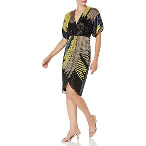 Aidan Mattox Women's Beaded Dolman Sleeve Faux Wrap