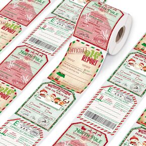300pcs Christmas Gift Tags Stickers Labels from Santa Gift Tags - Name Tags for Christmas Presents, to and from Christmas Labels Self Adhesive, Holiday Gift Tags Stickers Vintage Roll