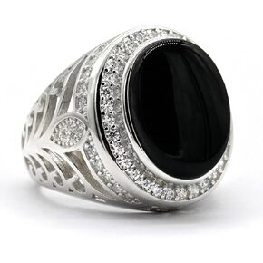 Red, black, tiger's eye stone, lapis lazuli ring for male silver blue stone set cubic zirconium oxide (CZ) Turkish ring retro style wedding ring jewelry gift in Saudi Arabia