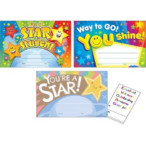 Star Student Award - 90 Star Student Certificates - Award Certificates for Students, Classroom Awards Certificates, Certificates for School, Class Awards Certificates - Set Includes Mini Reward Card