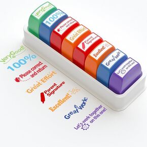 Teacher Stamp Colorful Self-Inking Stamp Set Motivation School Encouraging Comments Homework Rating Office Stationery Stamps for Grading Office Teacher Supplie