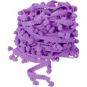 uxcell 10 Yards Pom Pom Ball Fringe Trim, Ribbon Sewing Accessory DIY Crafts for Home Curtain Clothes Pillow Decoration (8mm, Purple)
