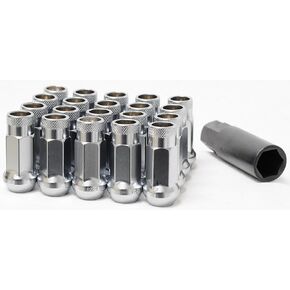 Muteki 32905SS SR48 Series Silver 12mm x 1.25" Thread Size Open End Lug Nut, (Set of 20)