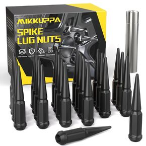 MIKKUPPA M14x2.0 Spike Lug Nuts - 32PCS Black 14mmx2.0 Spiked Lug Nuts, Replacement for 1994-2014 Ford F150, 1997-2013 Expedition, Solid 4.4" Tall Acorn Lug Nut with 1 Socket Key