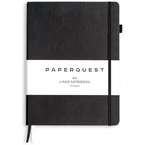 A4 Hardback Notebook, Vegan Leather Journal Lined, 310 Pages, 100GSM Thick Paper, Lay flat Notebook for Women, Men, Writing, Office, Work, Study, College Ruled Notebook with Pocket,
