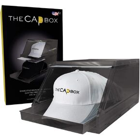 منظم القبعة من CapBox 2.0 (عبوة من قطعتين شفافتين) لقبعات البيسبول، صينية منزلقة قابلة للتكديس وحامل القبعة وحاوية تخزين لغطاء القبعة لمدة عامين. الضمان يناسب 12-17 غطاء منزلق وسدادة
